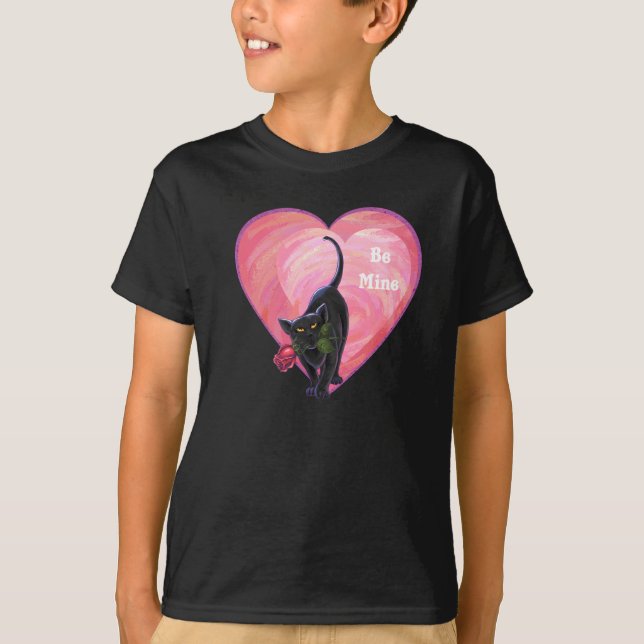 Camiseta El día de San Valentín de gato negro (Anverso)