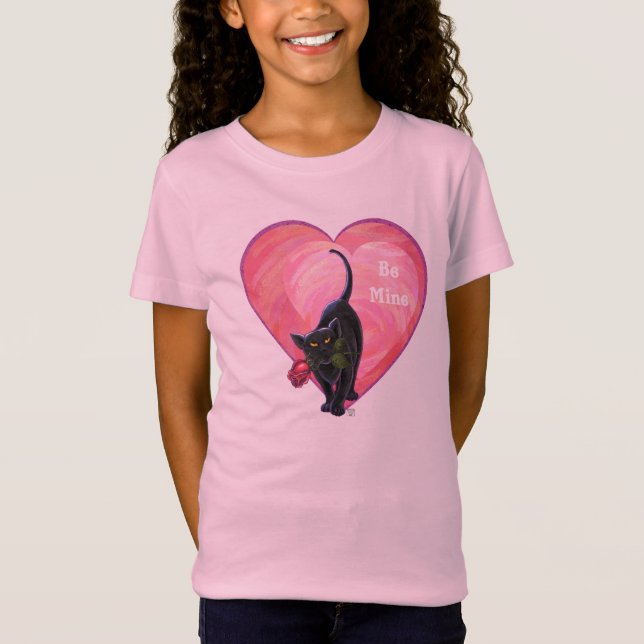Camiseta El día de San Valentín de gato negro (Anverso)