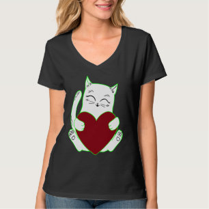 Camiseta el día de San Valentín de gatos para mujeres