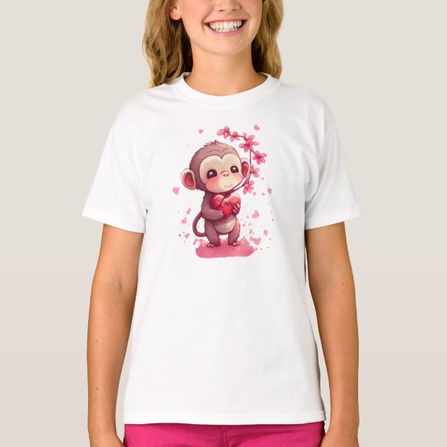 Camiseta El día de San Valentín de mono de clase (Anverso)