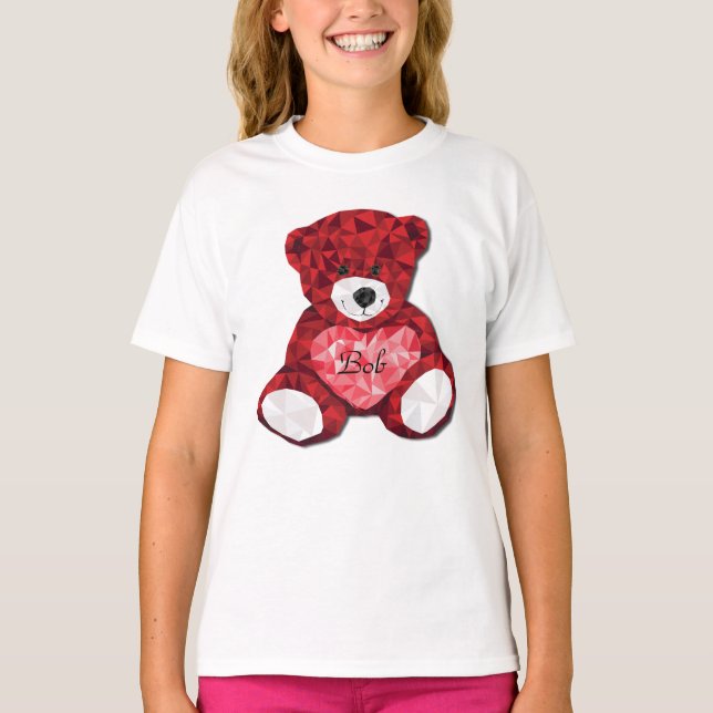 Camiseta El día de San Valentín De Oso Rojo De Personalizab (Anverso)