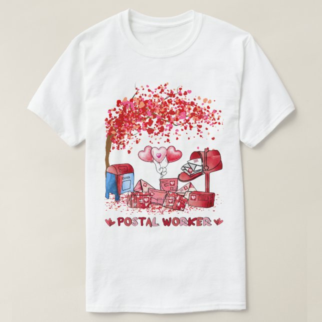 Camiseta El día de San Valentín de Trabajo Postal (Diseño del anverso)