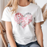 Camiseta El día de San Valentín de XOXO Hearts Love & Kisse<br><div class="desc">Expresa tu amor con la camiseta El día de San Valentín de XOXO Hearts Love & Kisses, que presenta un diseño único en forma de corazón compuesto de frases románticas como "XOXO", "Love & Kiss", "BFF", "Abrazos" y "Rosas". Cada palabra está diseñada en diferentes tonalidades de rosa, creando un ambiente...</div>