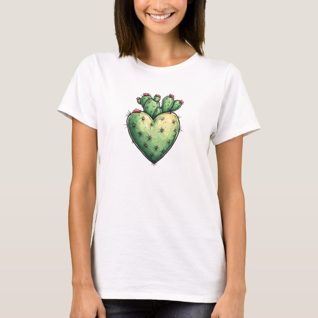 Camiseta El día de San Valentín del corazón de Cactus graci (Anverso)