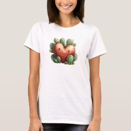 Camiseta El día de San Valentín del corazón de Cactus graci