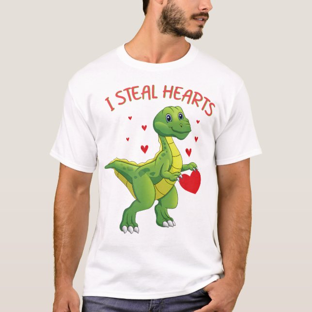 Camiseta El día de San Valentín Dinosaurio I Robar corazone (Anverso)