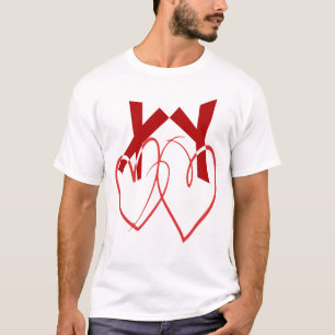 Camiseta El día de San Valentín dos corazones rojos adorabl
