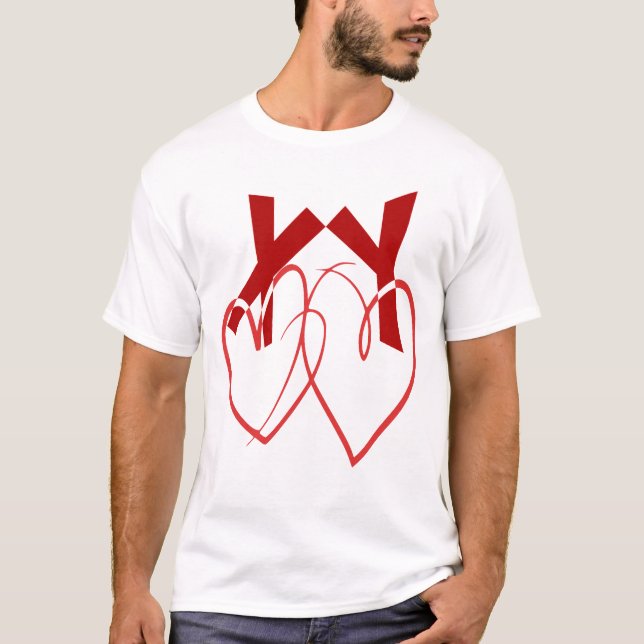 Camiseta El día de San Valentín dos corazones rojos adorabl (Anverso)
