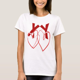 Camiseta El día de San Valentín dos corazones rojos adorabl