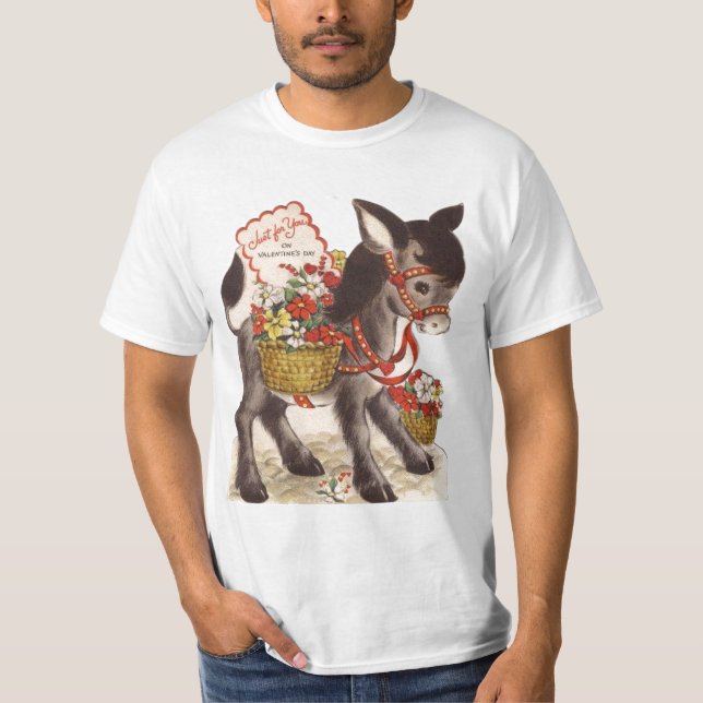 Camiseta El día de San Valentín dulce retro del burro del (Anverso)