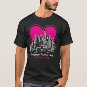 Camiseta El día de San Valentín en la ciudad de Shanghai