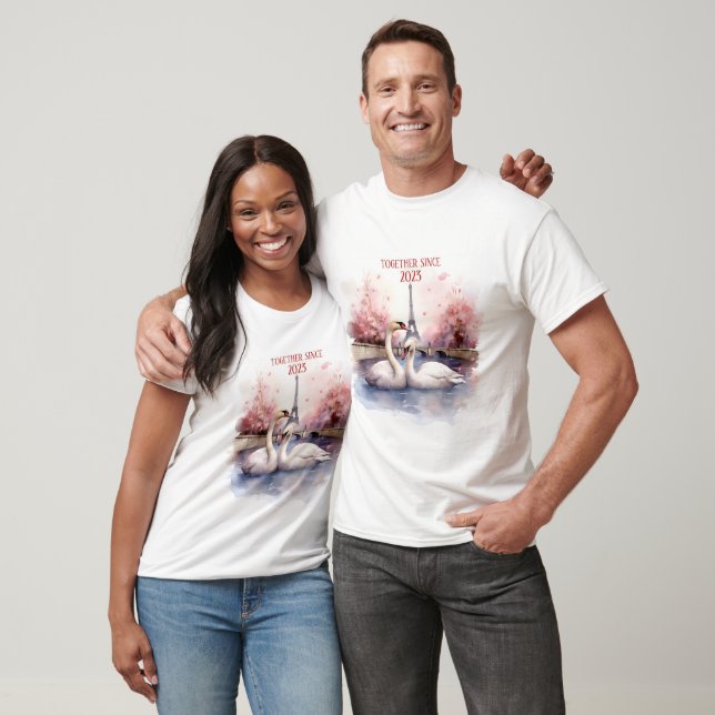 Camiseta El día de San Valentín en París - Un par de cisnes (Unisexo)