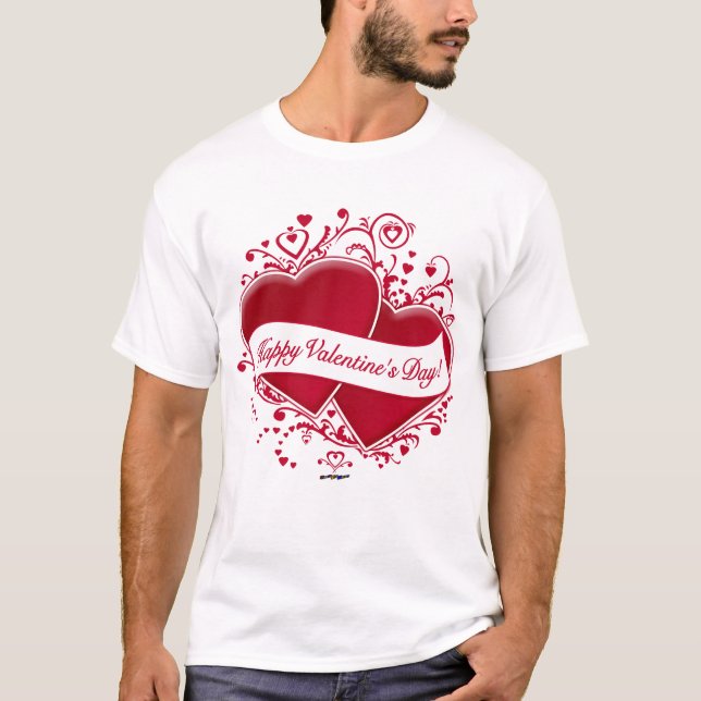 Camiseta ¡El día de San Valentín feliz! Corazones rojos (Anverso)