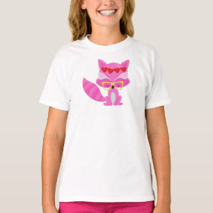 Camiseta El día de San Valentín Fox, Pink Fox, Glasses, Hea