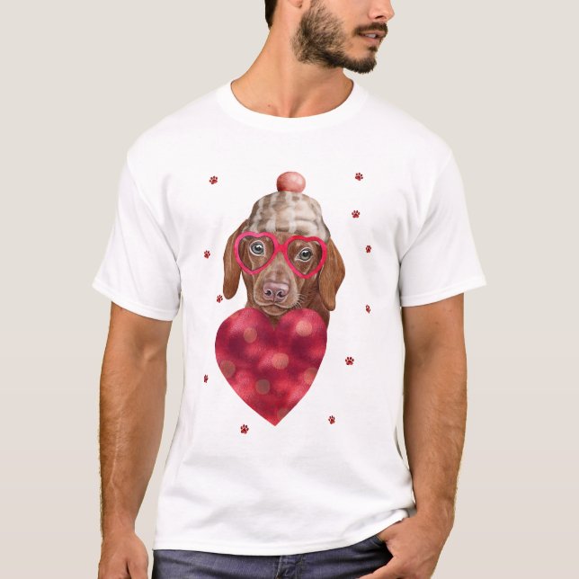 Camiseta El día de San Valentín Gift Brown Dachshund Dog (Anverso)
