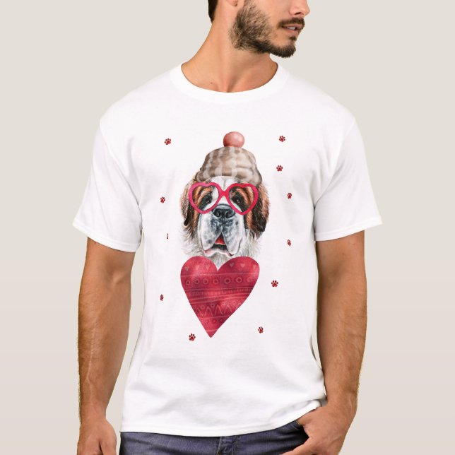 Camiseta El día de San Valentín Gift Saint Bernard Dog (Anverso)