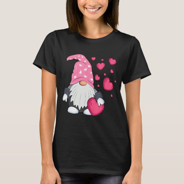 Camiseta El día de San Valentín Gnome Amor Sostengo Corazón (Anverso)