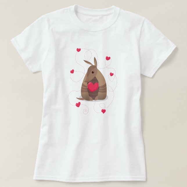 Camiseta El día de San Valentín Heart Texas Armadillo (Diseño del anverso)