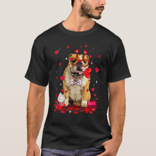 Camiseta El día de San Valentín lindo Bulldog inglés Perro 