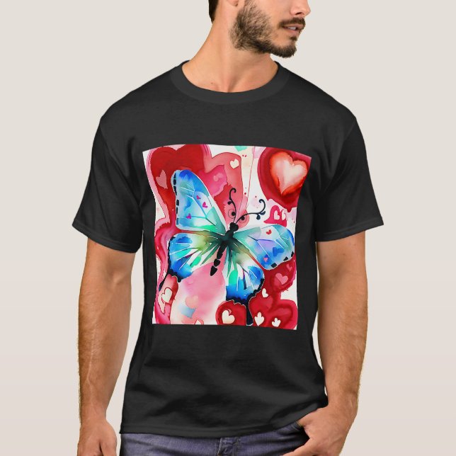 Camiseta El día de San Valentín Love Heart Butterfly Girlfr (Anverso)