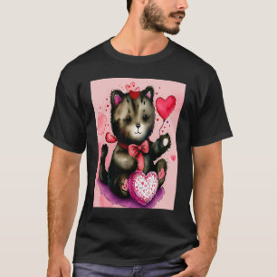 Camiseta El día de San Valentín Love Heart Cat Teddy Girlfr