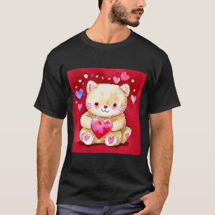 Camiseta El día de San Valentín Love Heart Cat Teddy Girlfr