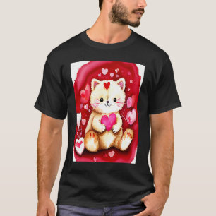 Camiseta El día de San Valentín Love Heart Cat Teddy Girlfr