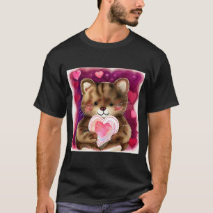 Camiseta El día de San Valentín Love Heart Cat Teddy Girlfr