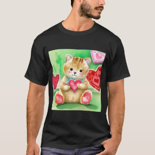 Camiseta El día de San Valentín Love Heart Cat Teddy Girlfr