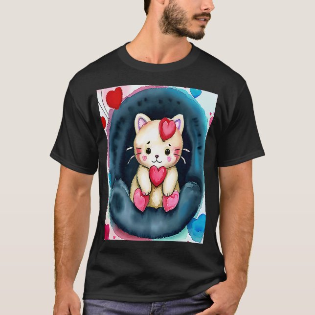 Camiseta El día de San Valentín Love Heart Cat Teddy Girlfr (Anverso)