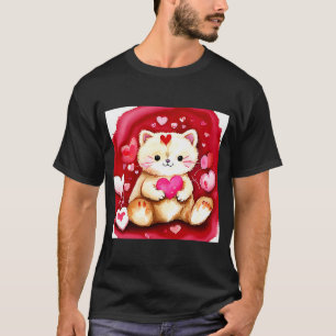 Camiseta El día de San Valentín Love Heart Cat Teddy Girlfr