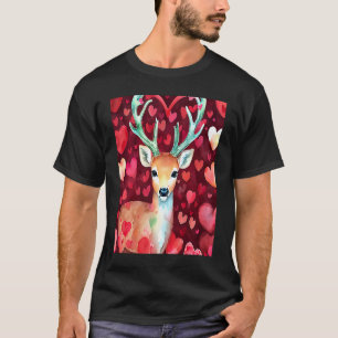 Camiseta El día de San Valentín Love Heart Cute Deer Girlfr