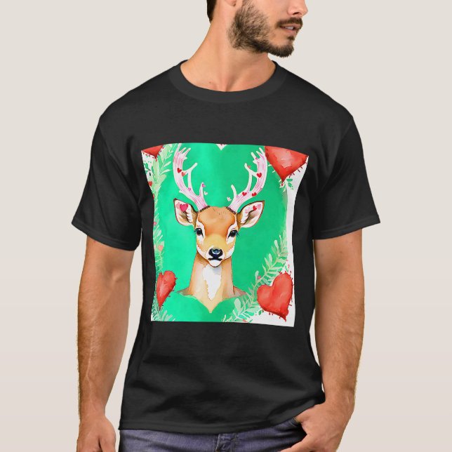 Camiseta El día de San Valentín Love Heart Cute Deer Girlfr (Anverso)