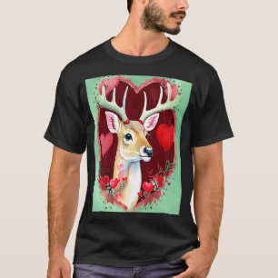 Camiseta El día de San Valentín Love Heart Cute Deer Girlfr