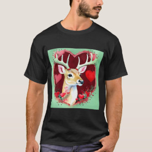 Camiseta El día de San Valentín Love Heart Cute Deer Girlfr