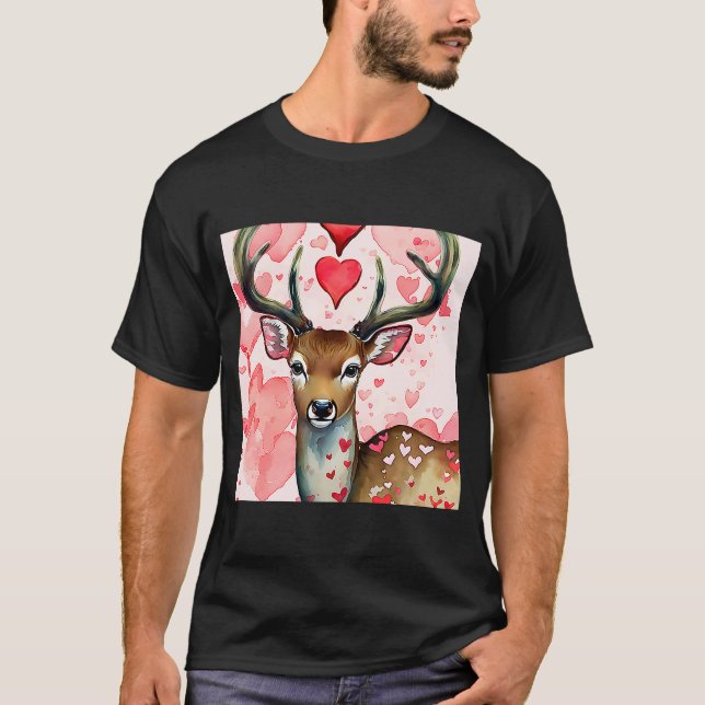 Camiseta El día de San Valentín Love Heart Cute Deer Girlfr (Anverso)