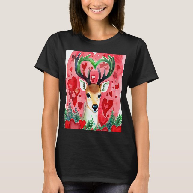 Camiseta El día de San Valentín Love Heart Cute Deer Girlfr (Anverso)
