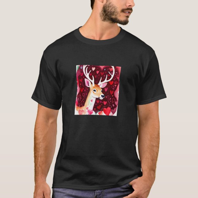Camiseta El día de San Valentín Love Heart Cute Deer Girlfr (Anverso)