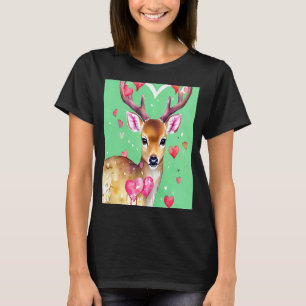 Camiseta El día de San Valentín Love Heart Cute Deer Girlfr