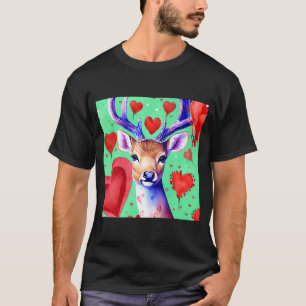 Camiseta El día de San Valentín Love Heart Cute Deer Girlfr
