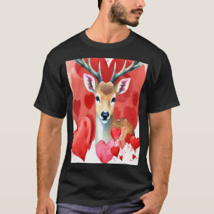 Camiseta El día de San Valentín Love Heart Cute Deer Girlfr