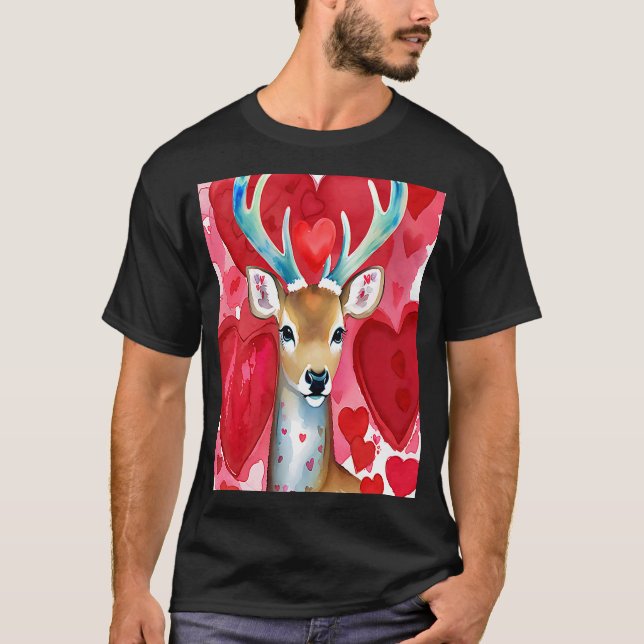 Camiseta El día de San Valentín Love Heart Cute Deer Girlfr (Anverso)