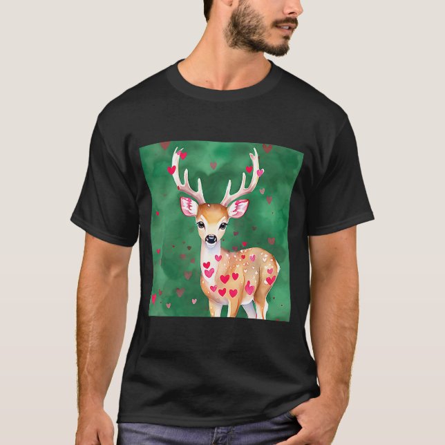 Camiseta El día de San Valentín Love Heart Cute Deer Girlfr (Anverso)