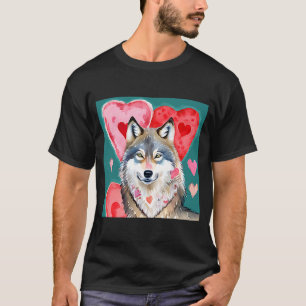 Camiseta El día de San Valentín Love Heart Cute Wolf Girlfr
