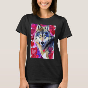Camiseta El día de San Valentín Love Heart Cute Wolf Girlfr