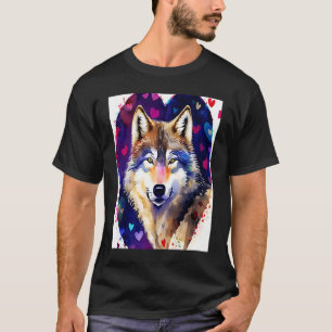 Camiseta El día de San Valentín Love Heart Cute Wolf Girlfr