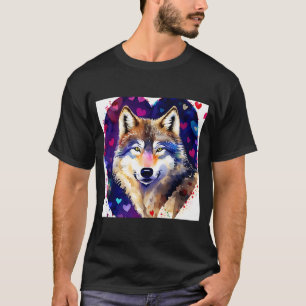 Camiseta El día de San Valentín Love Heart Cute Wolf Girlfr