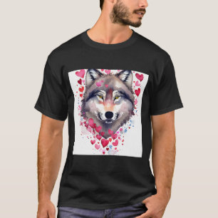 Camiseta El día de San Valentín Love Heart Cute Wolf Girlfr