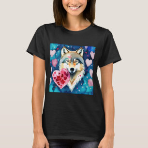 Camiseta El día de San Valentín Love Heart Cute Wolf Girlfr