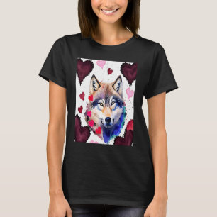 Camiseta El día de San Valentín Love Heart Cute Wolf Girlfr